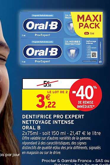 DENTIFRICE PRO EXPERT NETTOYAGE INTENSE ORAL B