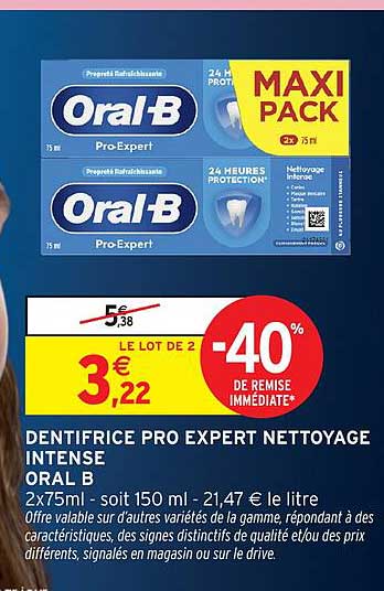 DENTIFRICE PRO EXPERT NETTOYAGE INTENSE ORAL B MAXI PACK