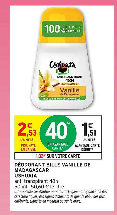 DÉODORANT BILLE VANILLE DE MADAGASCAR USHUAIA