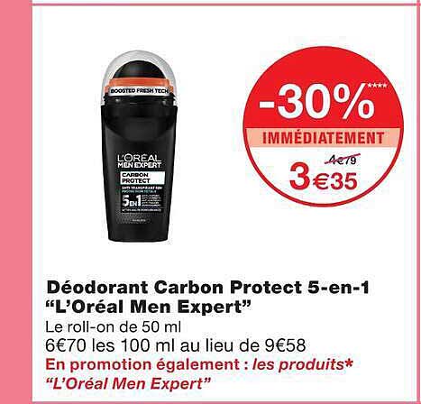 Déodorant Carbon Protect 5-en-1 “L’Oréal Men Expert”