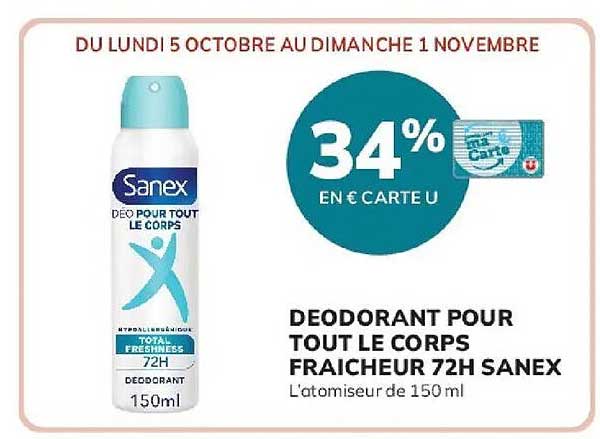 DÉODORANT POUR TOUT LE CORPS FRAICHEUR 72H SANEX