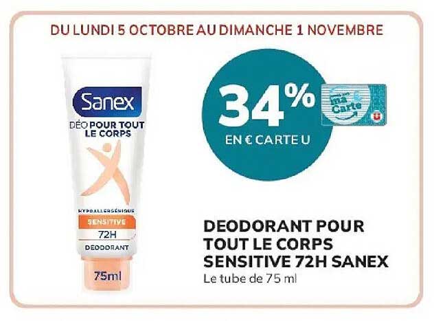 DEODORANT POUR TOUT LE CORPS SENSITIVE 72H SANEX
