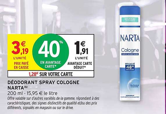 DÉODORANT SPRAY COLOGNE NARTA(b)