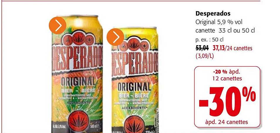 Desperados Original 5,9 % vol canette 33 cl ou 50 cl