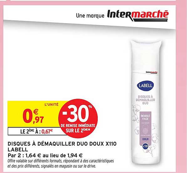 DISQUES À DÉMAQUILLER DUO DOUX X110 LABELL