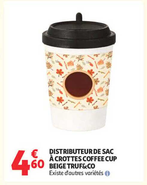 DISTRIBUTEURDE SAC À CROTTES COFFEE CUP BEIGE TRUF&CO