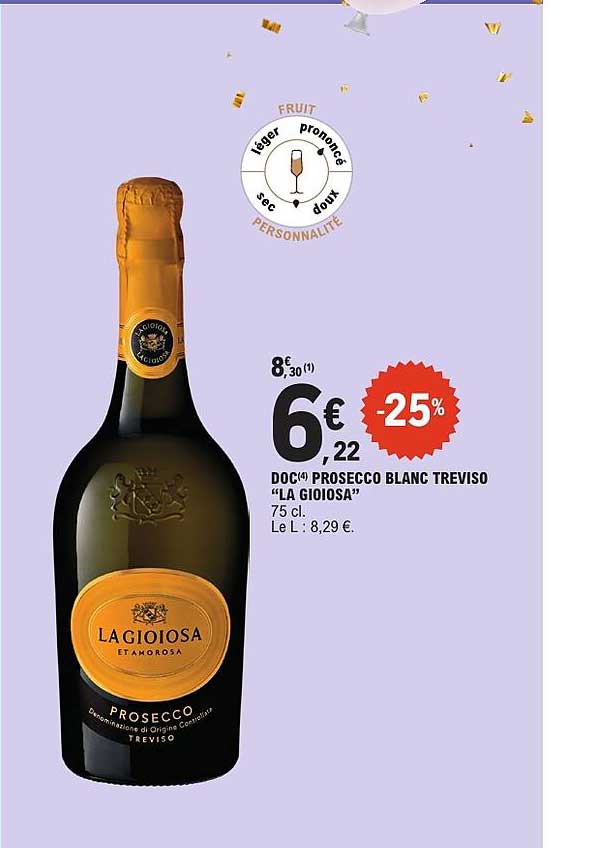DOC G PROSECCO BLANC TREVISO “LA GIOIOSA” 75 cl