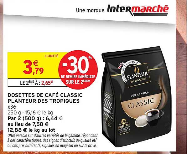 DOSETTES DE CAFÉ CLASSIC PLANTEUR DES TROPIQUES x36 250 g