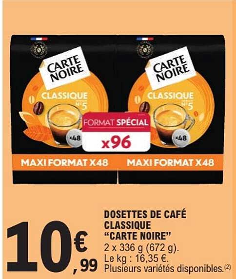 DOSETTES DE CAFÉ CLASSIQUE "CARTE NOIRE"