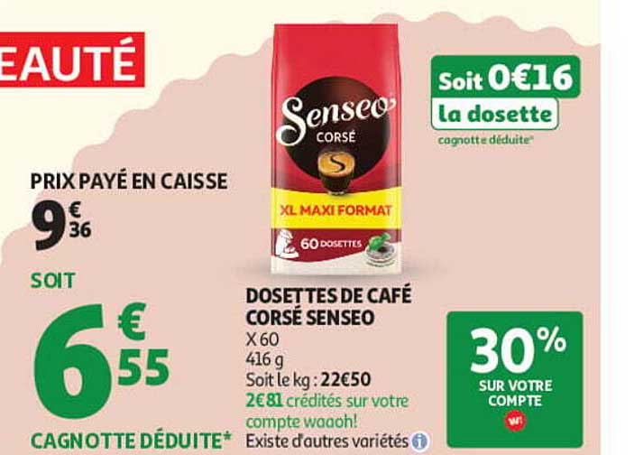 DOSETTES DE CAFÉ CORSÉ SENSEO X 60 416 g