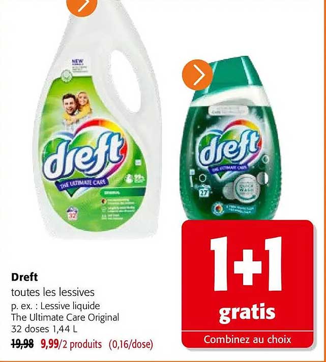 Dreft - toutes les lessives p. ex. : Lessive liquide The Ultimate Care Original 32 doses 1,44 L