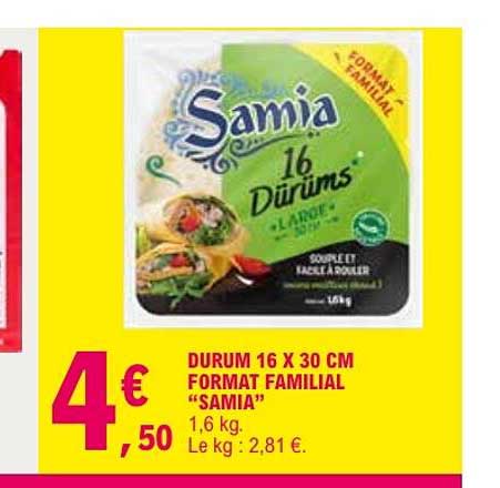 DURUM 16 X 30 CM FORMAT FAMILIAL “SAMIA”