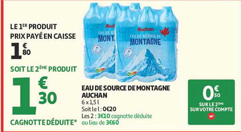 EAU DE SOURCE DE MONTAGNE AUCHAN