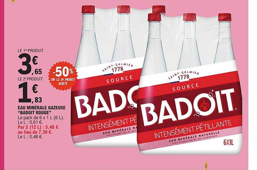 EAU MINÉRALE GAZEUSE «BADOIT ROUGE»