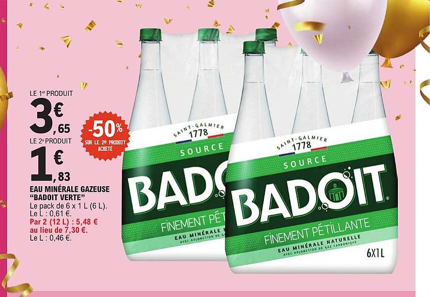 EAU MINÉRALE GAZEUSE “BADOIT VERTE”