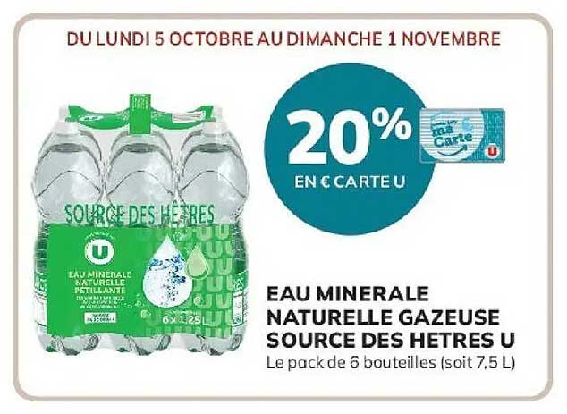 EAU MINERALE NATURELLE GAZEUSE SOURCE DES HETRES U