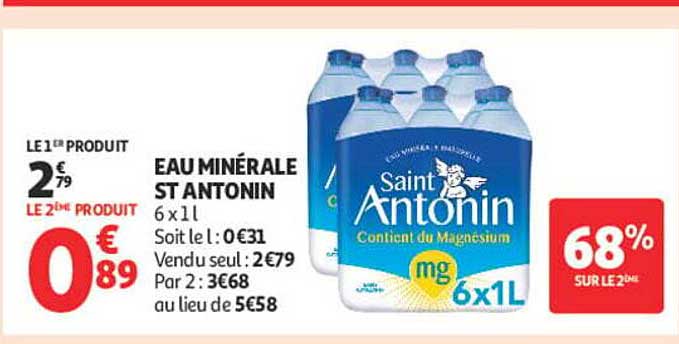 EAU MINÉRALE ST ANTONIN 6 x 1L