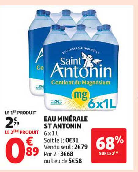 EAU MINÉRALE ST ANTONIN 6 x 1L