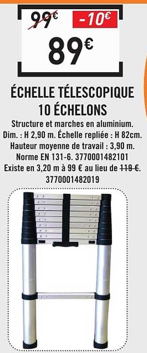 ÉCHELLE TÉLESCOPIQUE 10 ÉCHELONS