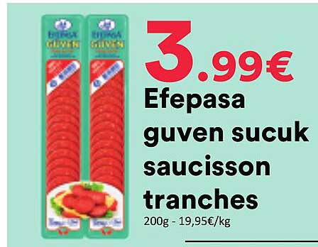 Efepasa guven sucuk saucisson tranches
