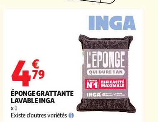 ÉPONGE GRATTANTE LAVABLE INGA x1
