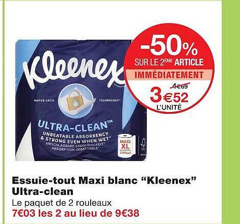 Essuie-tout Maxi blanc “Kleenex” Ultra-clean