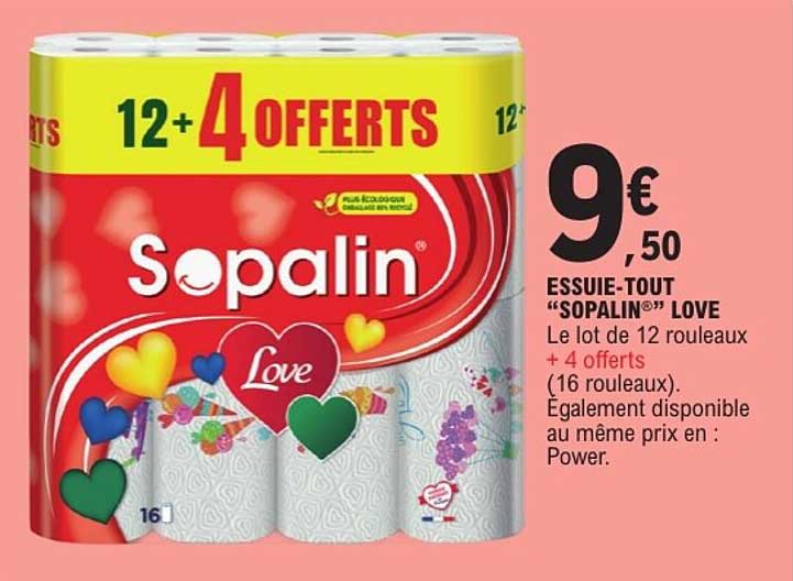 ESSUIE-TOUT “SOPALIN” LOVE Le lot de 12 rouleaux + 4 offerts (16 rouleaux). Également disponible au même prix en : Power.