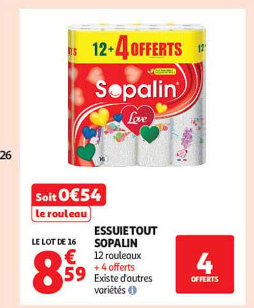 ESSUIETOUT SOPALIN 12 rouleaux + 4 offerts