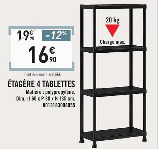ÉTAGÈRE 4 TABLETTES