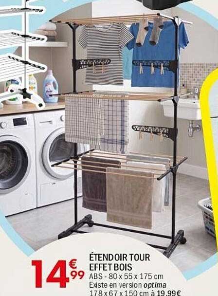 ÉTENDOIR TOUR EFFET BOIS