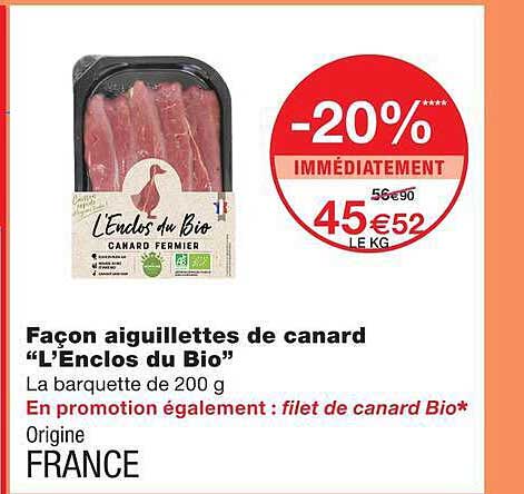 Façon aiguillettes de canard “L’Enclos du Bio”