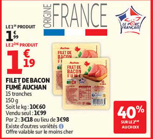 FILET DE BACON FUMÉ AUCHAN
