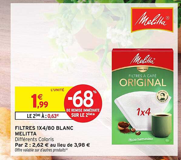FILTRES 1X4/80 BLANC MELITTA