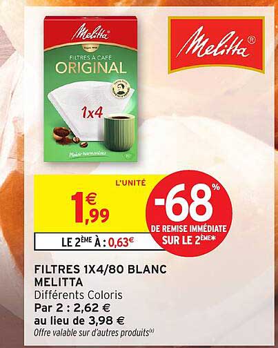 FILTRES 1X4/80 BLANC MELITTA