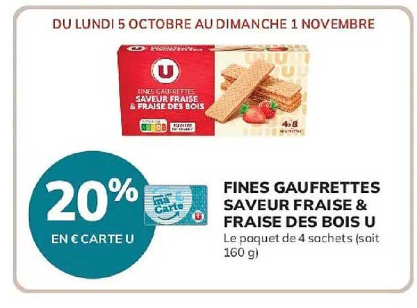 FINES GAUFRETTES SAVEUR FRAISE & FRAISE DES BOIS U