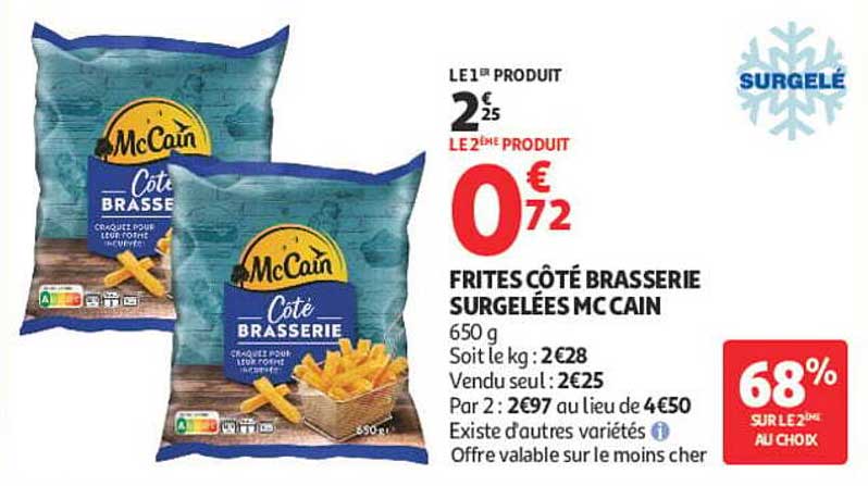 FRITES CÔTÉ BRASSERIE SURGELÉES MCCAIN