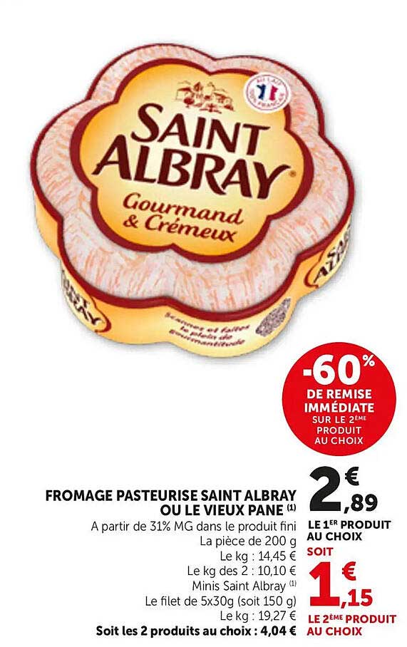 FROMAGE PASTEURISÉ SAINT ALBRAY OU LE VIEUX PANE