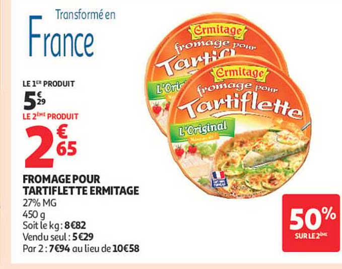 FROMAGE POUR TARTIFLETTE ERMITAGE