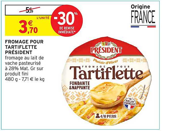 FROMAGE POUR TARTIFLETTE PRÉSIDENT