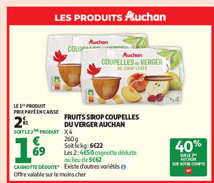 FRUITS SIROP COUPELLES DU VERGER AUCHAN