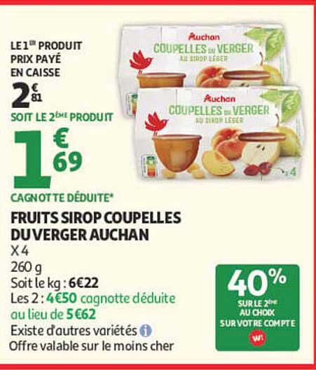 FRUITS SIROP COUPELLES DU VERGER AUCHAN