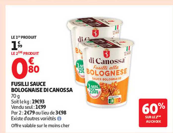 FUSILLI SAUCE BOLOGNAISE DI CANOSSA