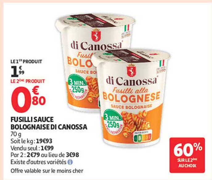 FUSILLI SAUCE BOLOGNAISE DI CANOSSA