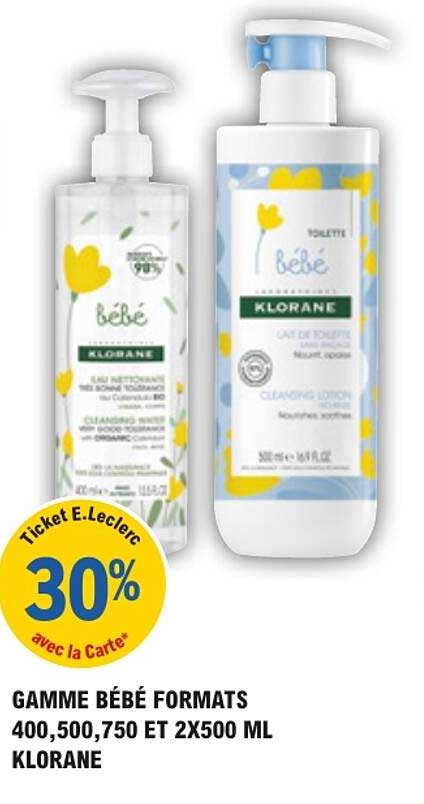 GAMME BÉBÉ FORMATS 400,500,750 ET 2X500 ML KLORANE