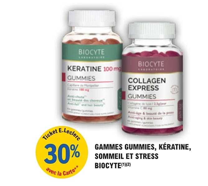 GAMMES GUMMIES, KÉRATINE, SOMMEIL ET STRESS BIOCYTE(1)(2)