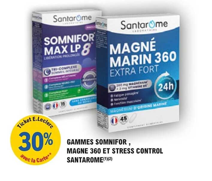 GAMMES SOMNIFOR , MAGNE 360 ET STRESS CONTROL SANTAROME(1)(2)
