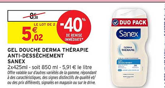 GEL DOUCHE DERMA THÉRAPIE ANTI-DESSÈCHEMENT SANEX