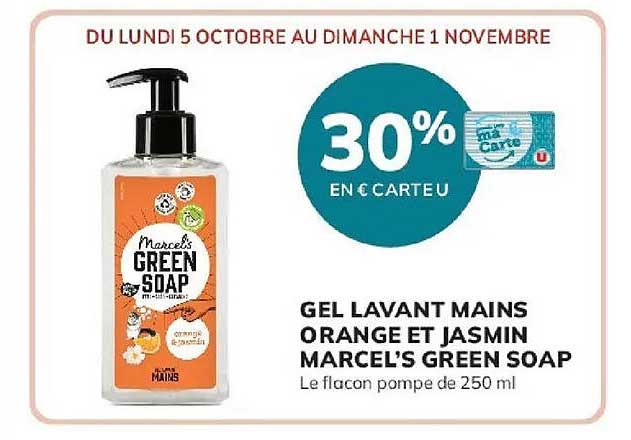 GEL LAVANT MAINS ORANGE ET JASMIN MARCEL'S GREEN SOAP