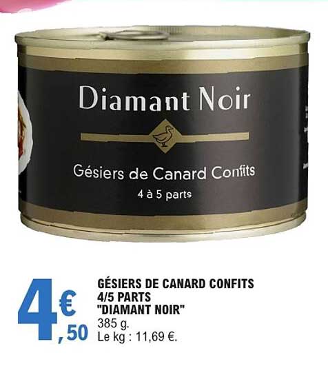 GÉSIERS DE CANARD CONFITS 4/5 PARTS "DIAMANT NOIR"
