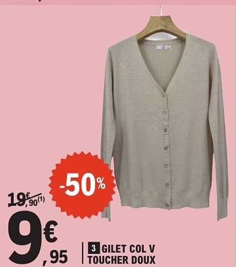 GILET COL V TOUCHER DOUX